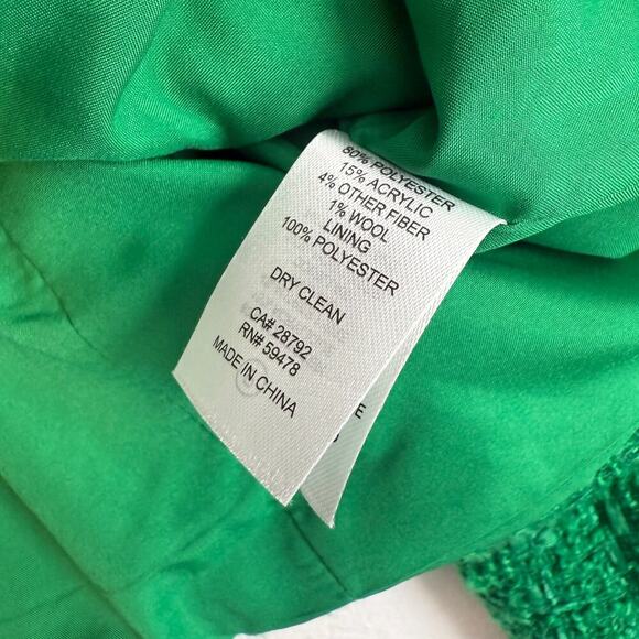 Rachel Zoe Green Tweed Blazer Golden Button Size L Preppy Chanel - Picture 6 of 7